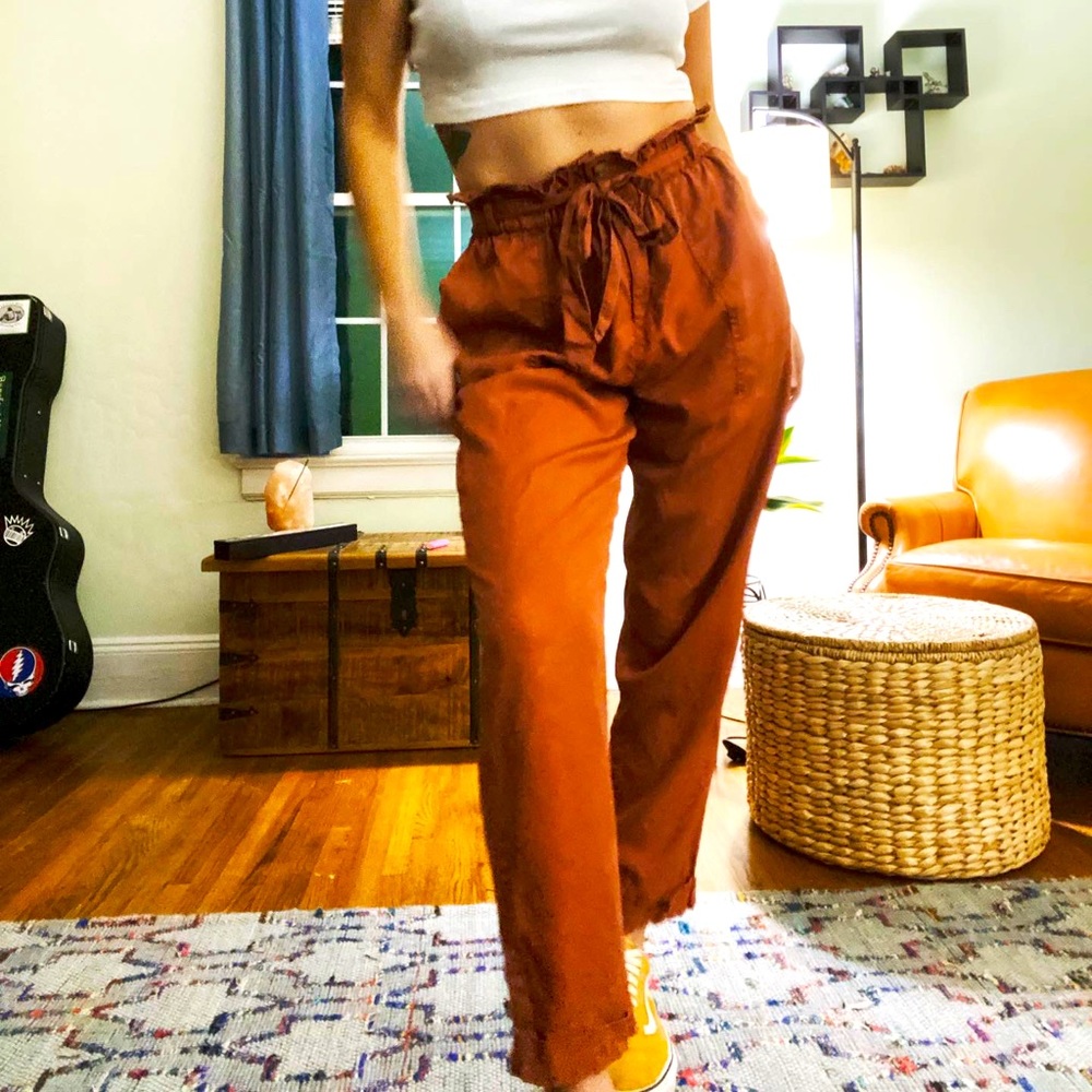 C’est toi paper bag pants in rust never worn!